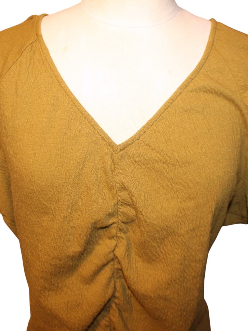 NWT MADEWELL Knit Lightspun Ruched-Front Crop Top in the color Spiced Olive - Picture 3 of 9